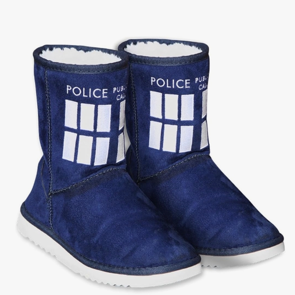 Blue Police Box Themed Boots